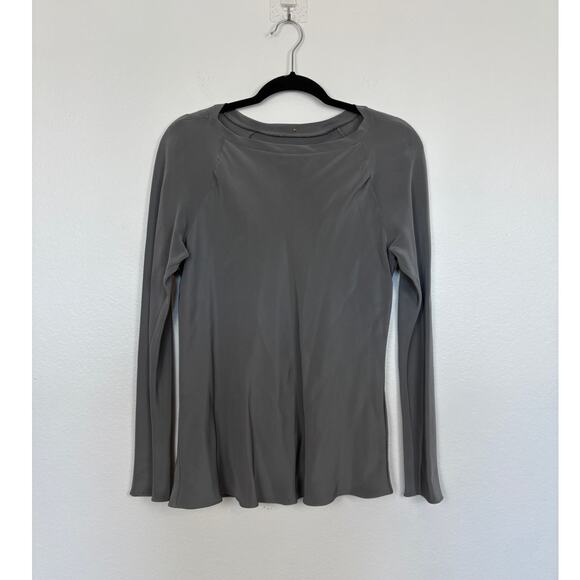 Peter Cohen Silk Metal Grey Long Sleeve Flared Hem Blouse Small - Picture 1 of 5